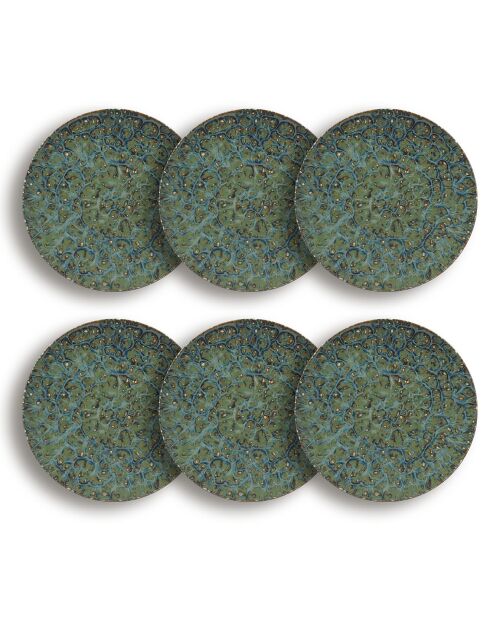 6 Assiettes à Dessert Venus gris/vert/bleu - D.20x2 cm