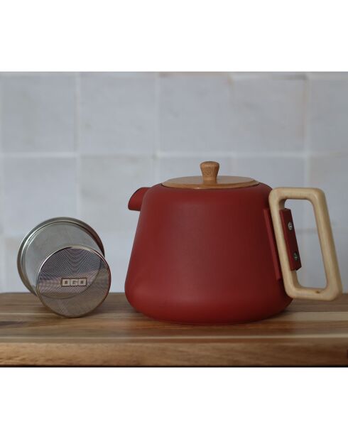 Théière avec poignée et couvercle Viggo rouge - 1L