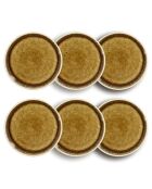 6 Assiettes Plates Stack Porcelaine marron - D.17x2.5 cm
