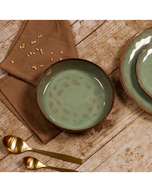 6 Assiettes Coupe Barbade vertes - D.20x5 cm
