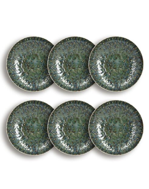 6 Assiettes Calottes Venus gris/vert/bleu - D.21x5 cm