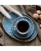 6 Tasses Et Soucoupes gris/vert/bleu - 16cl