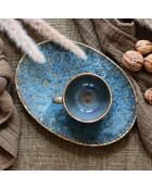 6 Tasses Et Soucoupes gris/vert/bleu - 16cl