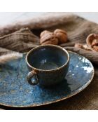 6 Tasses Et Soucoupes gris/vert/bleu - 16cl