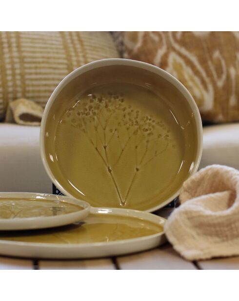 6 Assiettes Coupe Flé jaunes - 86cl