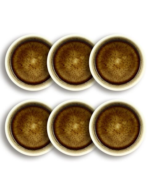 6 Assiettes Coupes Stack Porcelaine marron - D.12x5 cm