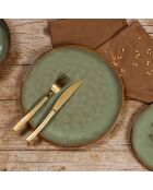 6 Assiettes Plates Barbade vertes - D.27.5x2.5 cm