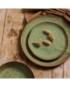 6 Assiettes Plates Barbade vertes - D.27.5x2.5 cm