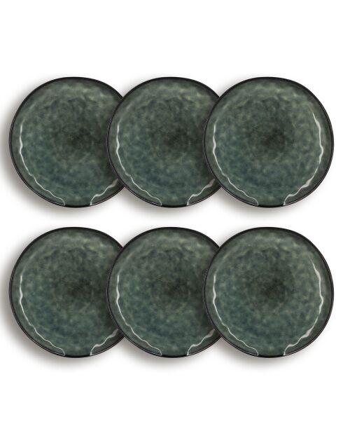 6 Assiettes Plates Grenada vertes - D.27.5x25 cm
