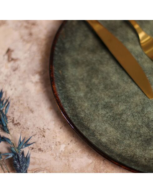 6 Assiettes Plates Grenada vertes - D.27.5x25 cm