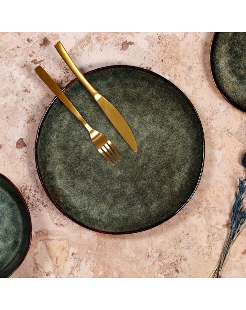 6 Assiettes Plates Grenada vertes - D.27.5x25 cm