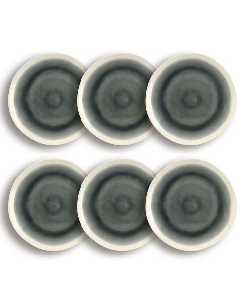 6 Assiettes Plates Cap blanc/gris - D.27.5x3.2 cm