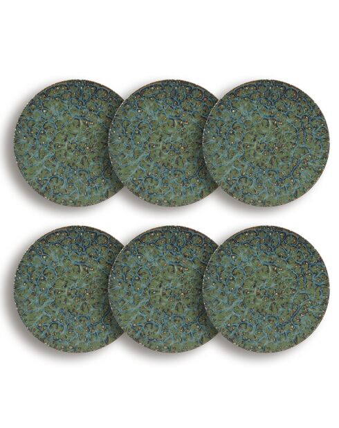 6 Assiettes Plates Venus gris/vert/bleu - D.27x2 cm