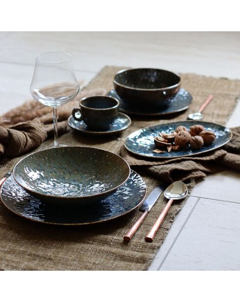 6 Assiettes Plates Venus gris/vert/bleu - D.27x2 cm