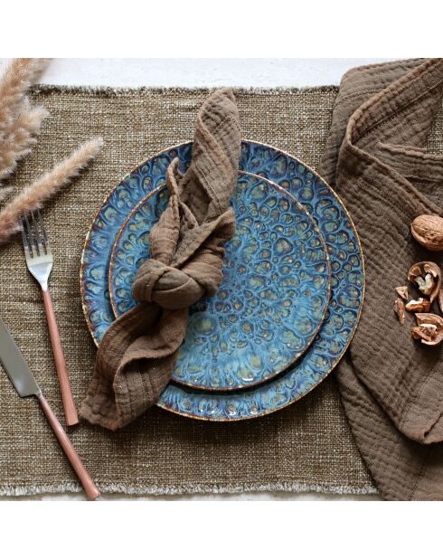 6 Assiettes Plates Venus gris/vert/bleu - D.27x2 cm