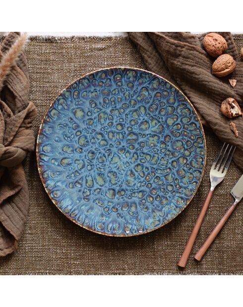 6 Assiettes Plates Venus gris/vert/bleu - D.27x2 cm