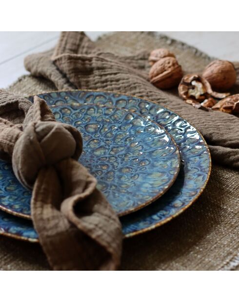 6 Assiettes Plates Venus gris/vert/bleu - D.27x2 cm