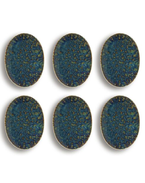 6 Plats Ovales Venus bleus - 24x17x2.5 cm