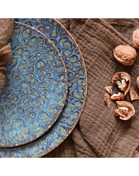 6 Assiettes Plates Venus gris/vert/bleu - D.27x2 cm