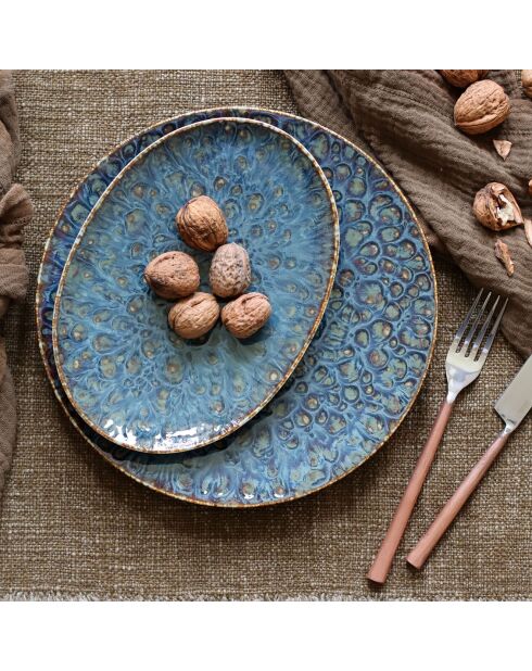 6 Plats Ovales Venus bleus - 24x17x2.5 cm