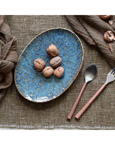 6 Plats Ovales Venus bleus - 24x17x2.5 cm