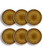 6 Assiettes Plates Stack Porcelaine marron - D.25x2.5 cm