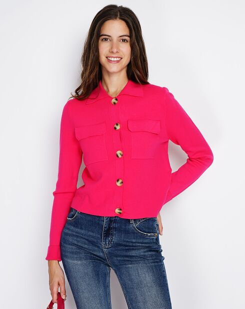 Gilet en Cachemire mélangé Leila fushia