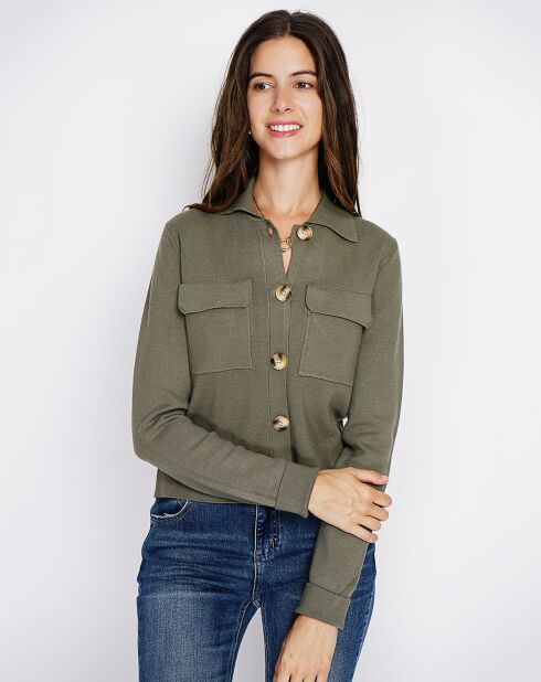 Gilet en Cachemire mélangé Leila kaki