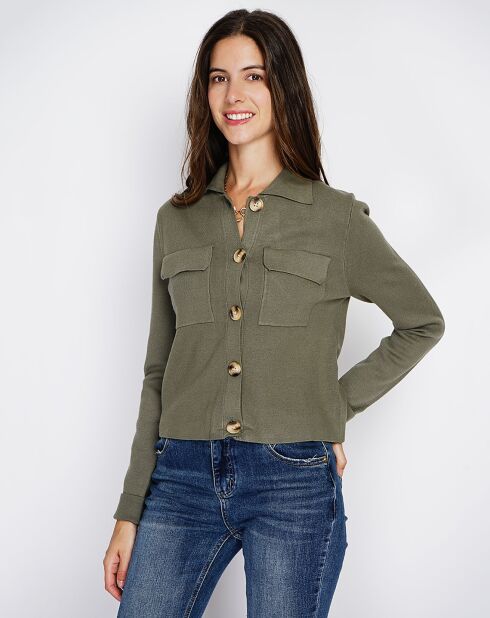 Gilet en Cachemire mélangé Leila kaki