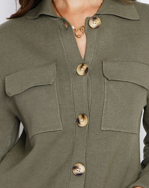 Gilet en Cachemire mélangé Leila kaki