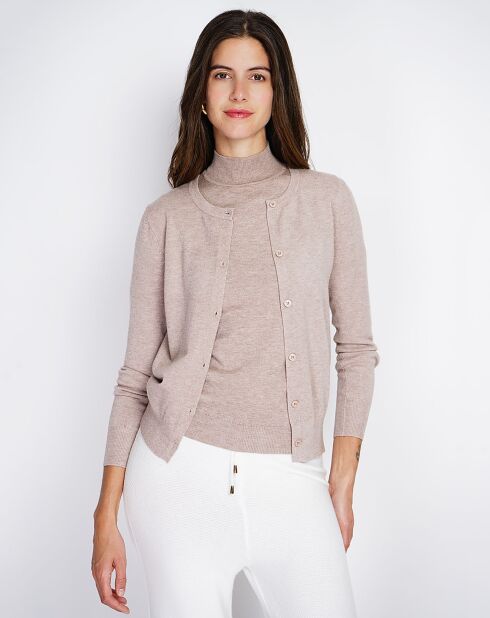 Pull en Cachemire mélangé Sophia col cheminée desert