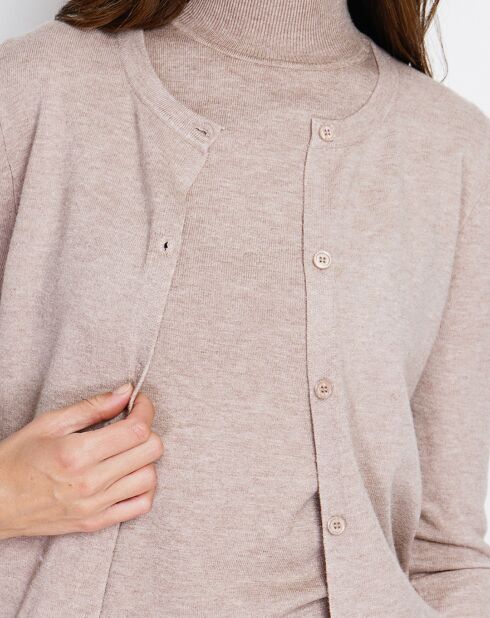 Pull en Cachemire mélangé Sophia col cheminée desert