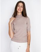 Pull en Cachemire mélangé Sophia col cheminée desert