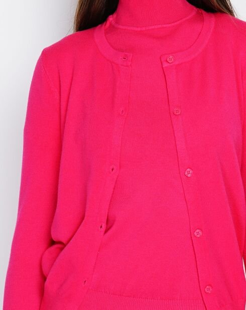 Pull en Cachemire mélangé Sophia col cheminée fushia