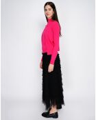 Pull en Cachemire mélangé Sophia col cheminée fushia