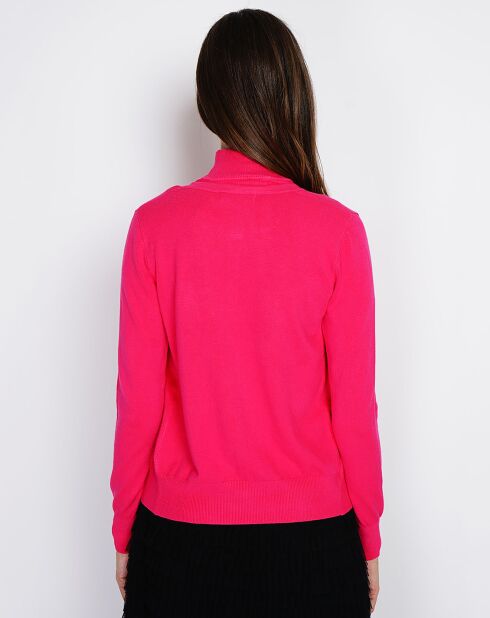 Pull en Cachemire mélangé Sophia col cheminée fushia