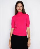 Pull en Cachemire mélangé Sophia col cheminée fushia