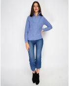 Pull en Cachemire mélangé zippé Olga bleu jeans