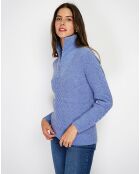 Pull en Cachemire mélangé zippé Olga bleu jeans