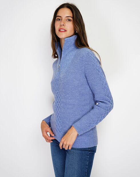 Pull en Cachemire mélangé zippé Olga bleu jeans