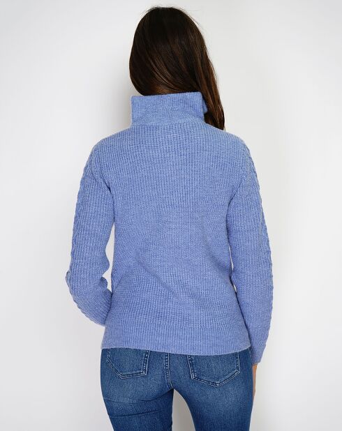 Pull en Cachemire mélangé zippé Olga bleu jeans