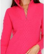 Pull en Cachemire mélangé zippé Olga fushia