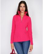 Pull en Cachemire mélangé zippé Olga fushia