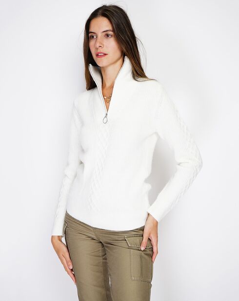 Pull en Cachemire mélangé zippé Olga naturel