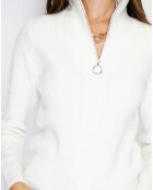 Pull en Cachemire mélangé zippé Olga naturel