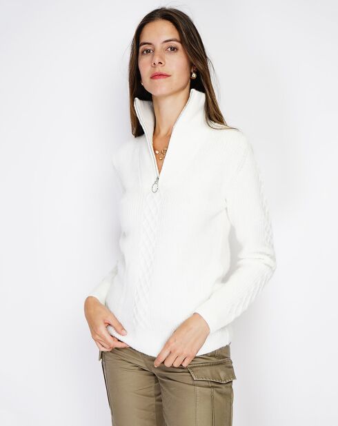 Pull en Cachemire mélangé zippé Olga naturel
