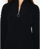 Pull en Cachemire mélangé zippé Olga noir