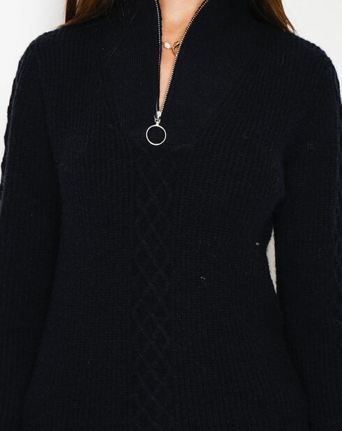 Pull en Cachemire mélangé zippé Olga noir