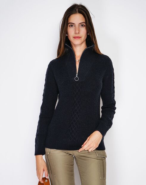 Pull en Cachemire mélangé zippé Olga noir