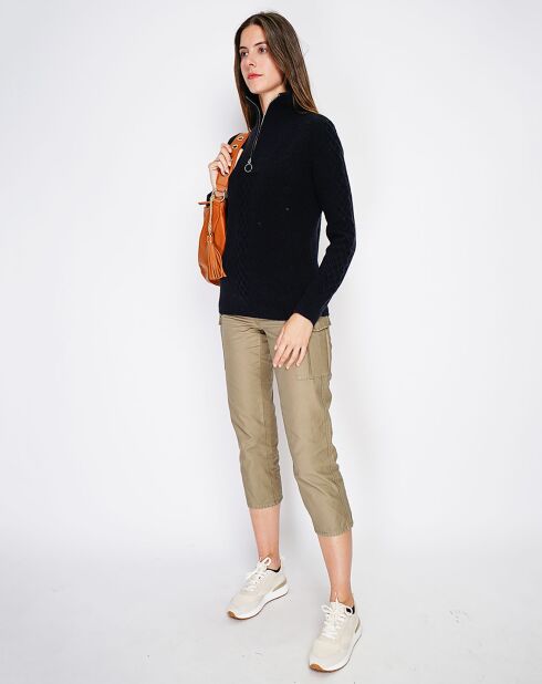 Pull en Cachemire mélangé zippé Olga noir